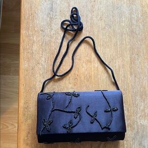 Elegant Navy Blue Beaded Clutch